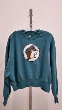 Buc-ee’s Women's Cropped Fleece Sweatshirt - Teal - Size Small
